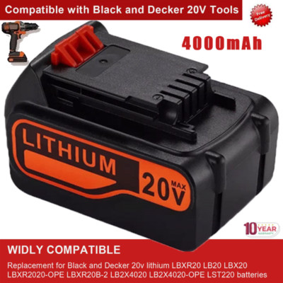 20V Lithium-Ion Battery replacement for Black and Decker 20Volt LBX20 LBXR20 4Ah