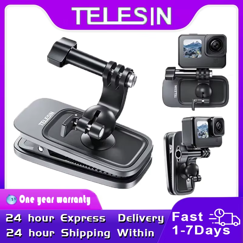 TELESIN 360° Rotation Magnetic Backpack Clip Clamp Mount for Hero 12 11 10 9 8