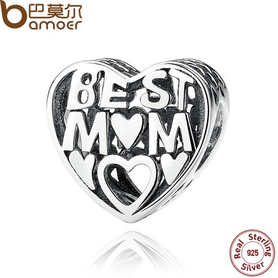 Bamoer Authentic B S925 Sterling Silver Charms Best MoM Charm Fitting Bracelets