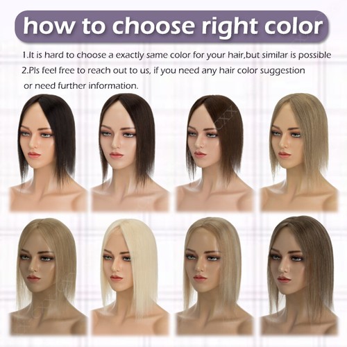 Free Part Lace Clip in Top REAL Human Hair Topper Toupee Piece Women Hairpiece A