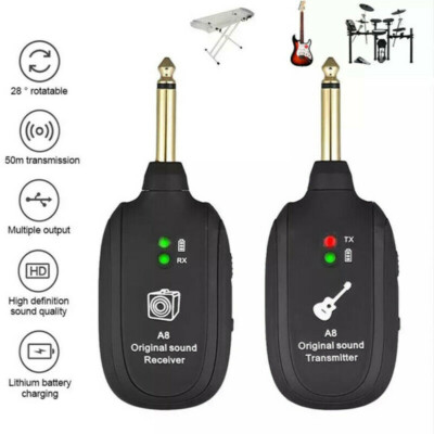 A8 UHF Electric Guitar Wireless System 4 Channels Transmitter Receiver Set F3J9