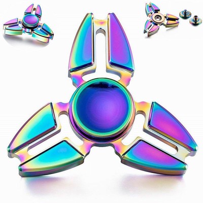 Tri Fidget Spinner Rainbow Alloy Finger Toy Focus ADHD Autism Hand Desk Gyro B4