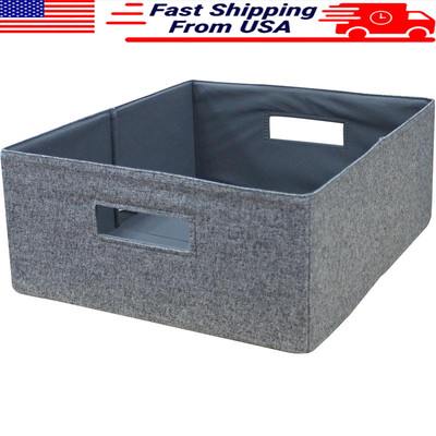Half-Size Fabric Storage Bin Collapsible Carrying Handles Home Office Organizer