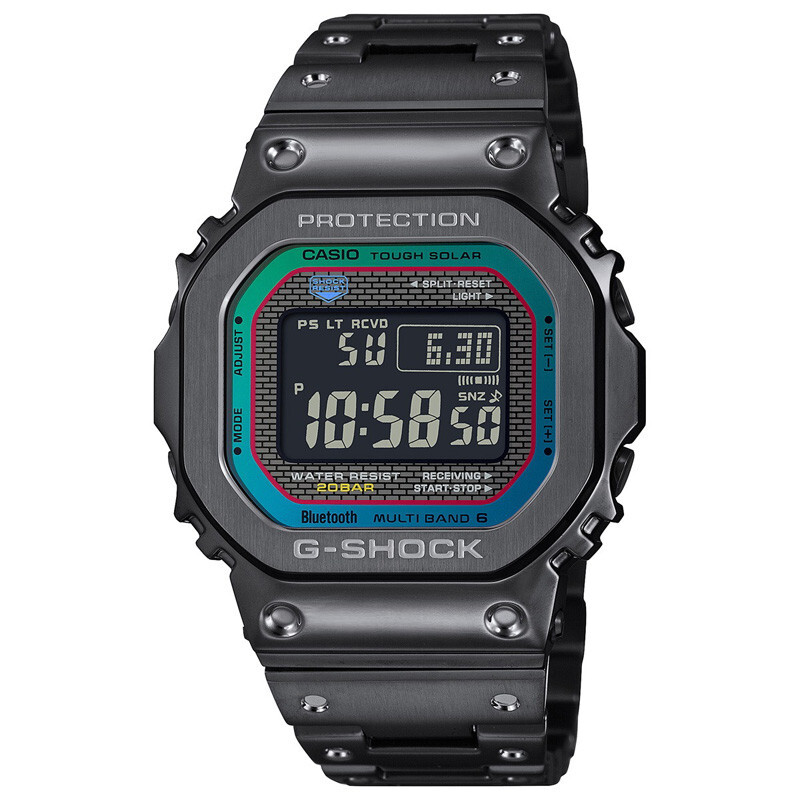 Pre-owned Casio G-shock Gmw-b5000bpc-1jf Rainbow Bluetooth Metal Case Digital Men Watch