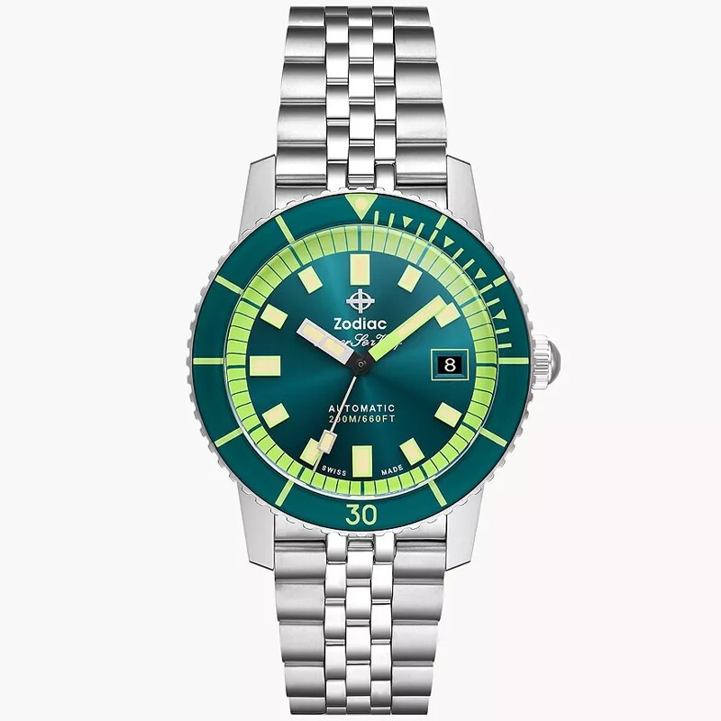 New Zodiac Super Sea Wolf Compression Emerald Green Dial