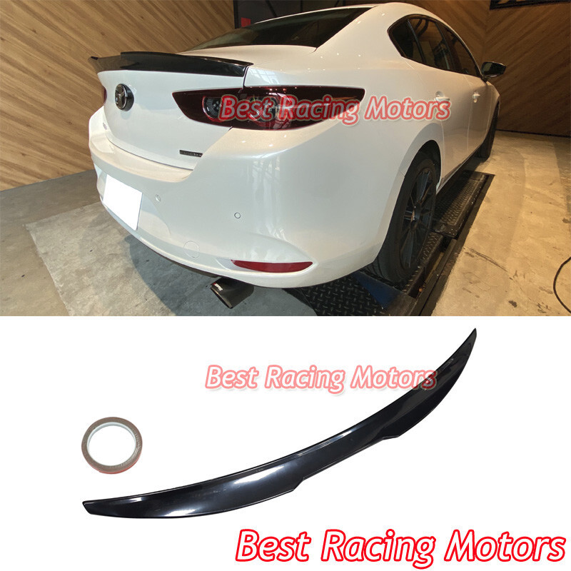 リアピース For 18-21 Mazda 6 Mazda6 Unpainted Black V-Style Rear Trunk