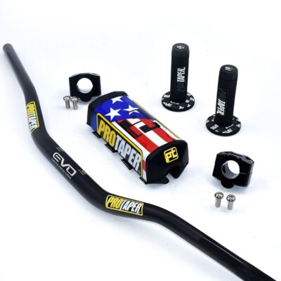 Original ''Evo'' PRO TAPER Handlebar Fat Bar DIRT BIKE 1 1/8'' ATV Quad GRIPS Pads
