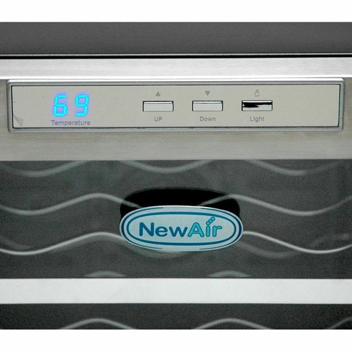 Stainless Steel 12 Bottle Thermoelectric Wine Cooler, Blue LED Countertop Fridge