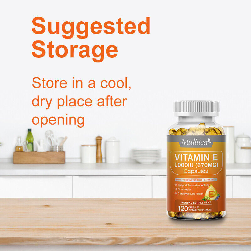 Vitamin E Oil 120 Softgels | Vit E Capsules Vegan for Hair Skin Nail Face Health