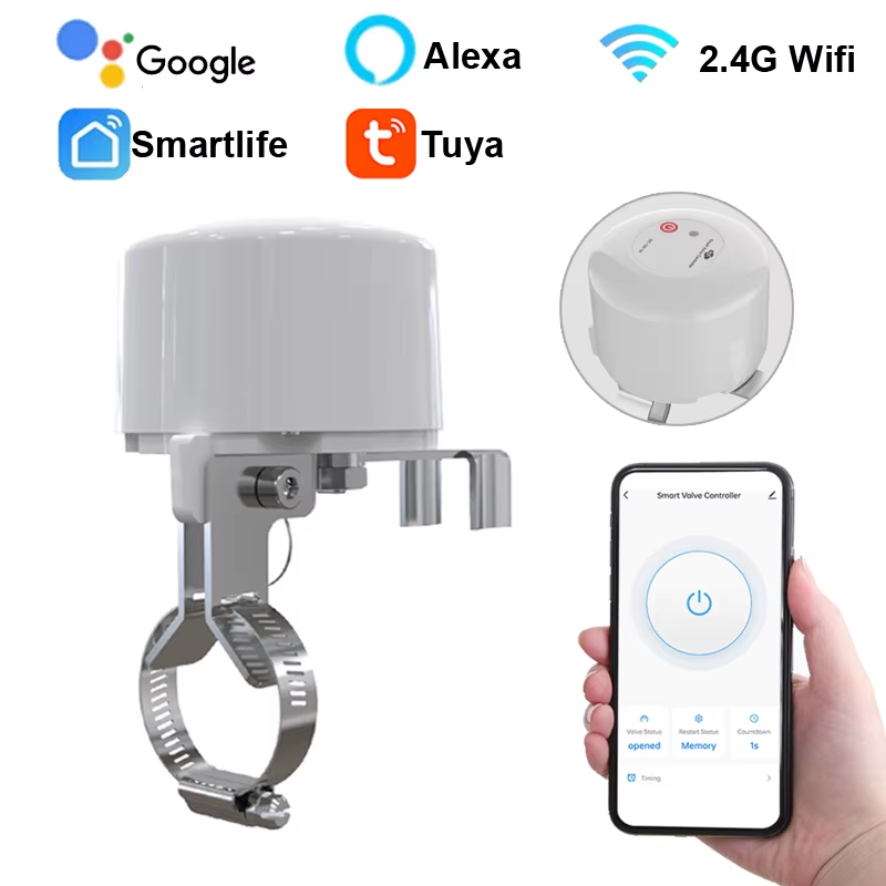 Tuya WiFi Water Valve Gas Shutoff Ball Valve Timer Smart Faucet Controller Remot