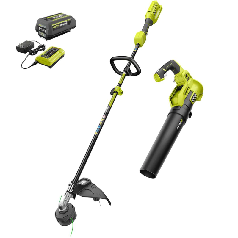 40-Volt Cordless Lithium-Ion Attachment Capable String Trimmer And Blower Combo