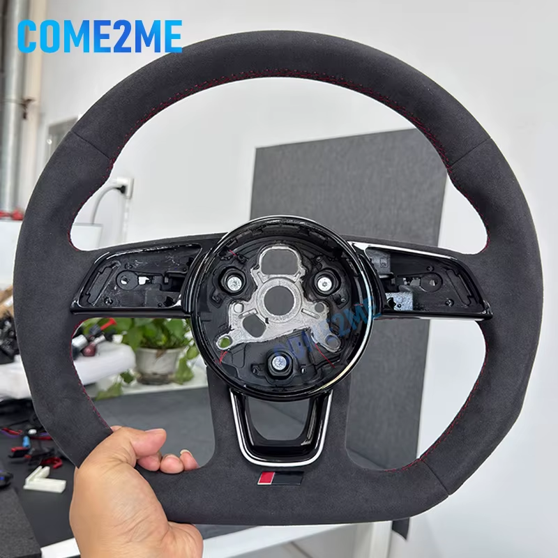 All black style red stitching Alcantara steering wheel for Audi A4 B9 A3 8Y RS3