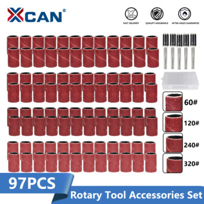 97x Sanding Drum Kit For Dremel Rotary Tools 60/120/240/360 Grit 1/8 Shank