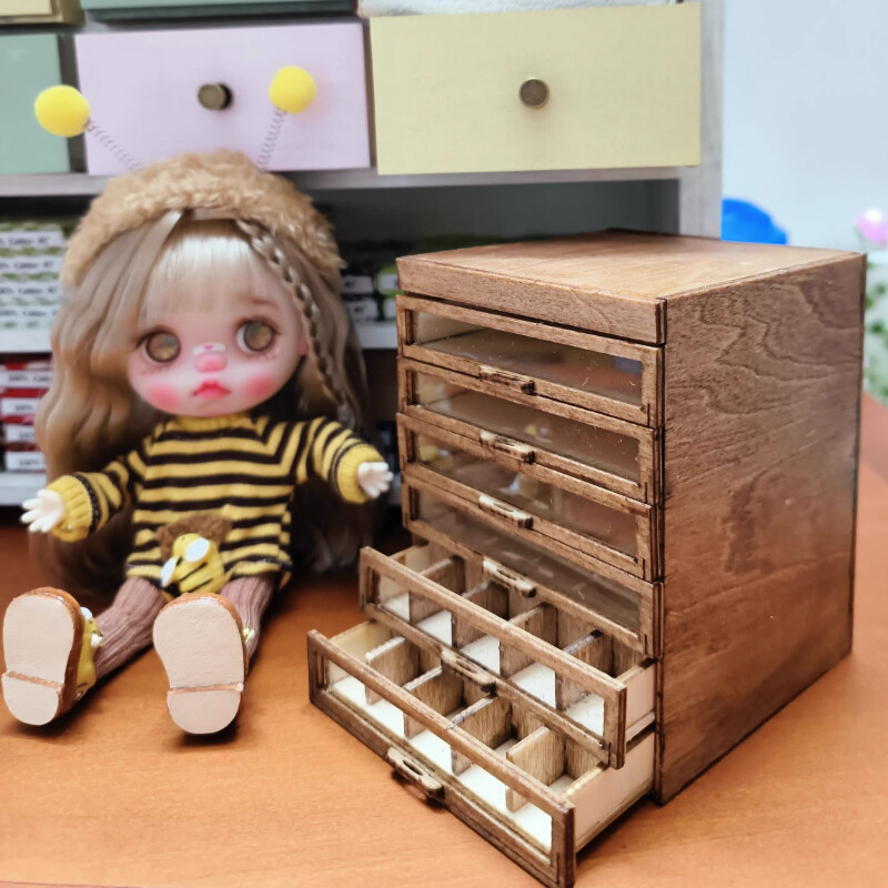 DIY 1/6 1:12 Scale Dollhouse Miniatures Furniture Unfinished Storage Cabinet