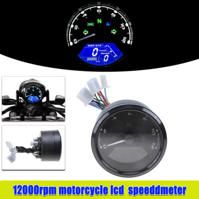 1X Motorcycle LCD Digital Speedometer Tachometer Gauge Odometer fits for HARLEY