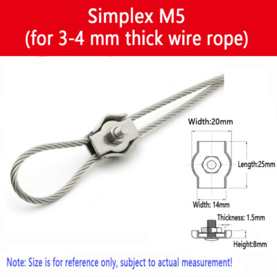 Simplex Duplex Stainless Steel Wire Grip Grips Clamp Clips Rope Cable M2 - M10