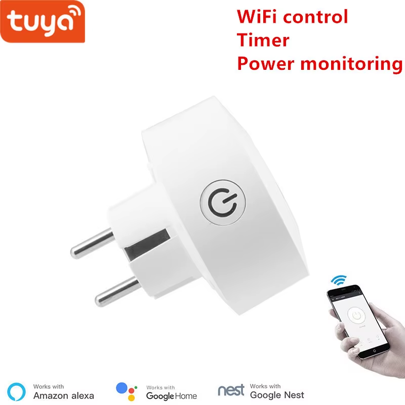 Tuya EU WiFi socket wireless plug smart home switch compatible with Google home
