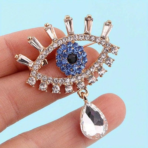 Luxury Strass Augen-Brosche Vintage Kristall Pin Für Bluse Anzug Zubehör
