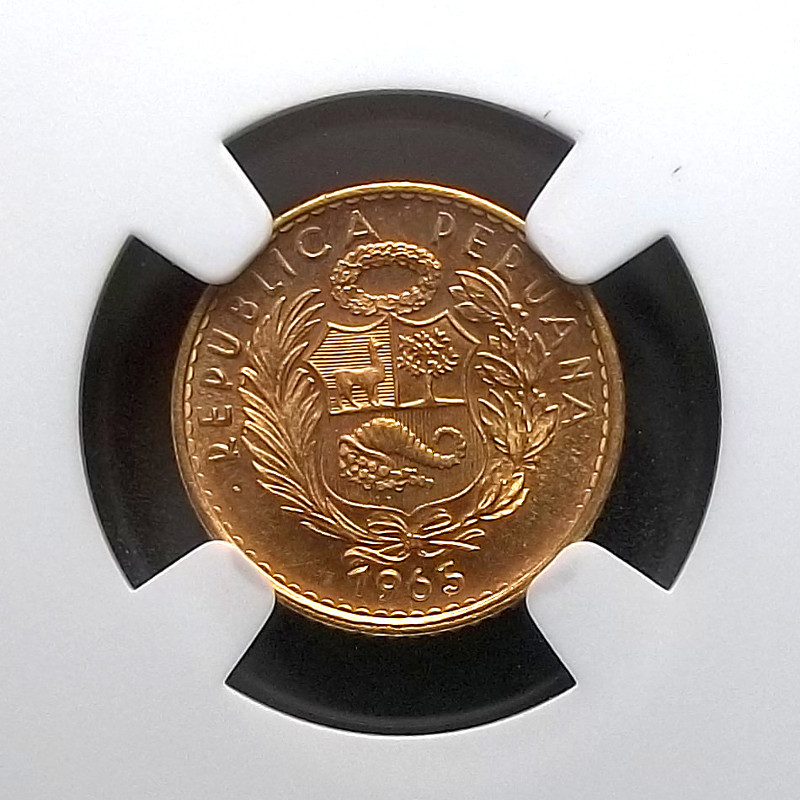 PERU - 1965 - 5 SOLES - NGC MS66 - G5S - KM-235 - GOLD