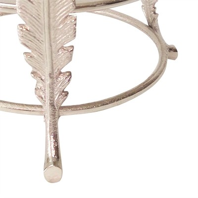 Aluminum Candle Holder Surrounded with Three Leaf Pillars Silver
