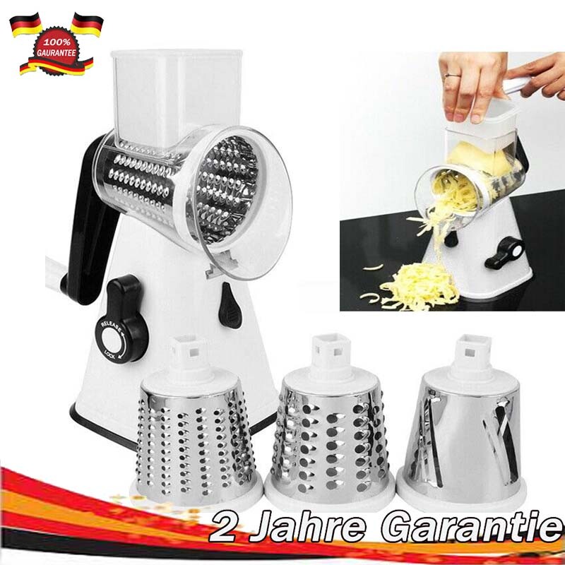 Reibemühle Käsereibe Salatschneider Slicer Reibe Gemüsehobel mit 3 Trommeln