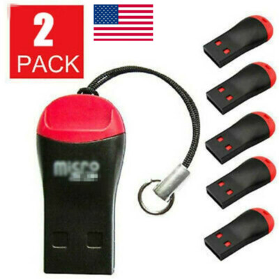2-Pack Memory Card Reader Adapters to USB 2.0 Adapter for Micro SD SDHC SDXC TF