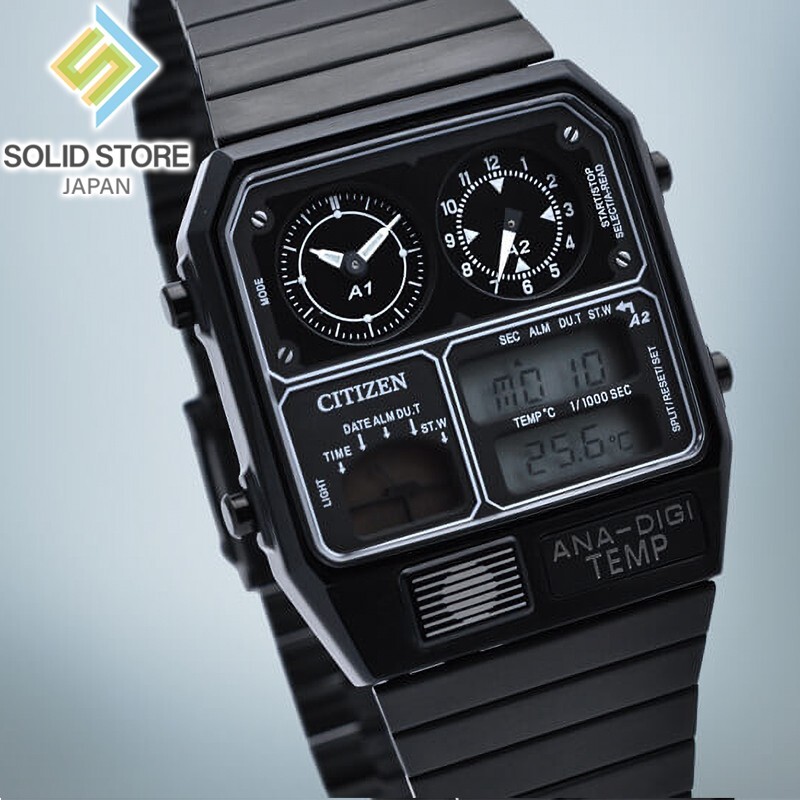 CITIZEN ANA-DIGI TEMP ブラック CITIZEN ANA DIGI TEMP WATCH gray skelton Japan TICTAC