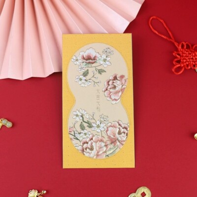 Pack of 6 High-end大吉大利New Year Wish You Good Luck Gold Foil Mahjon Red Envelope
