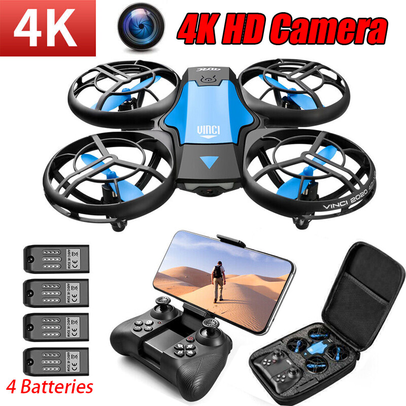 4DRC V8 Mini Drone WIFI FPV 4K HD Camera 6-axis Foldable Quadcopter 4 Batteries
