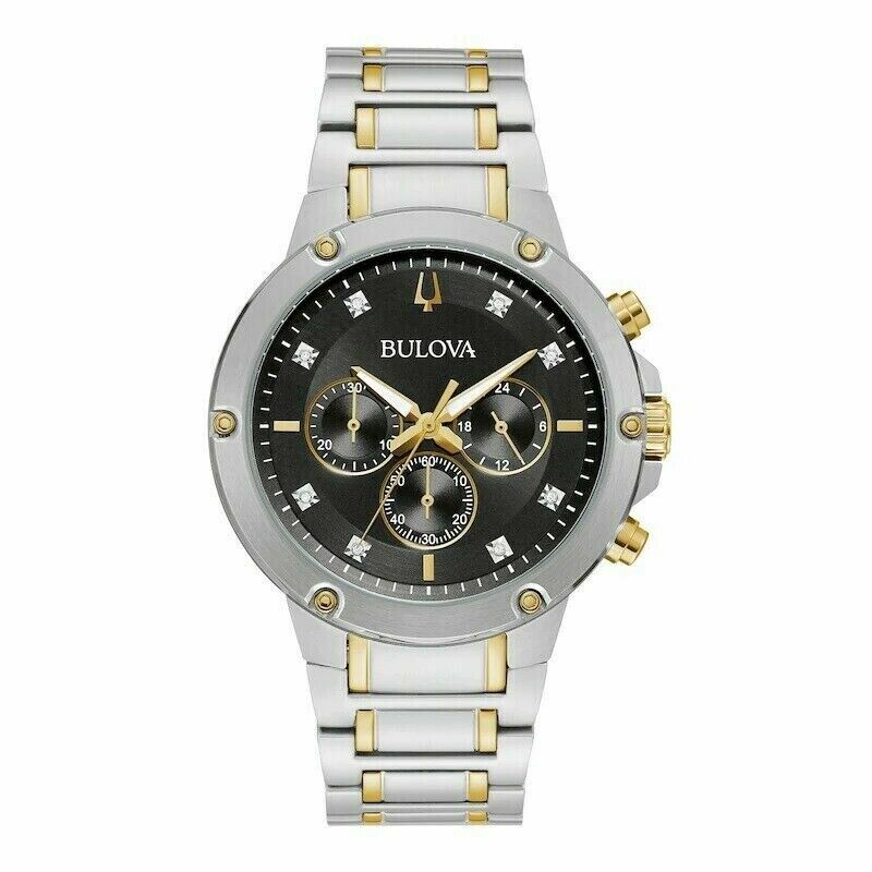 Pre-owned Bulova 98d159 Chronograph Diamond Accented Dial Men's Watch $450 Great Gift