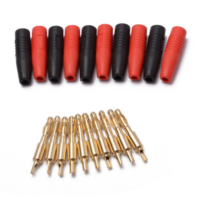 10X 4mm Wire Cord Solder Type Male Banana Plug Jack Connector Gold Plated US TD