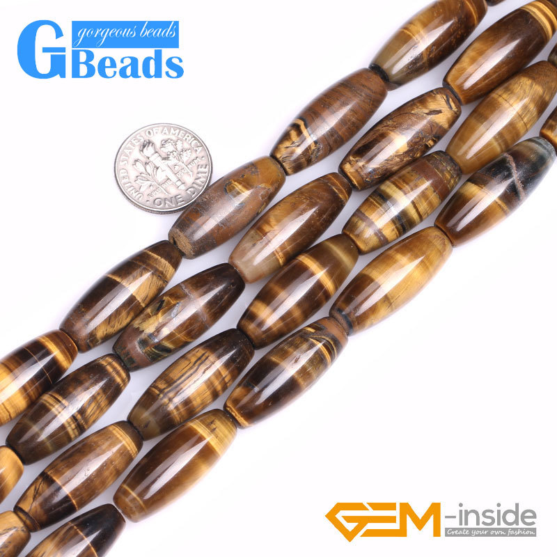 Natural Tiger's Eye Olivary Rice Beads For Jewelry Making Free Shipping 15
