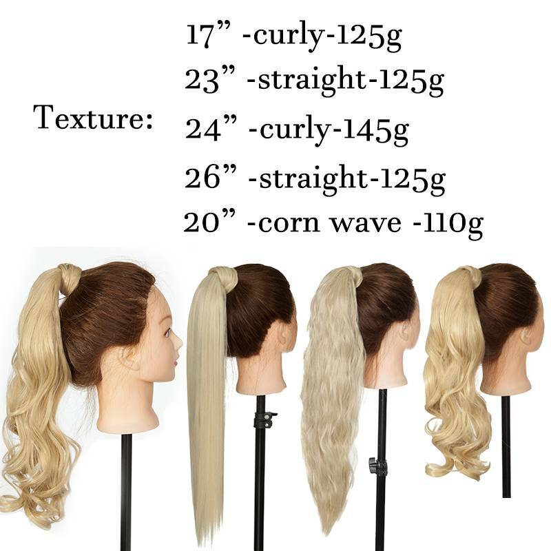 Hair ponytail Clip In as Real Human Hair Extensions Wrap Around Pony Tail US