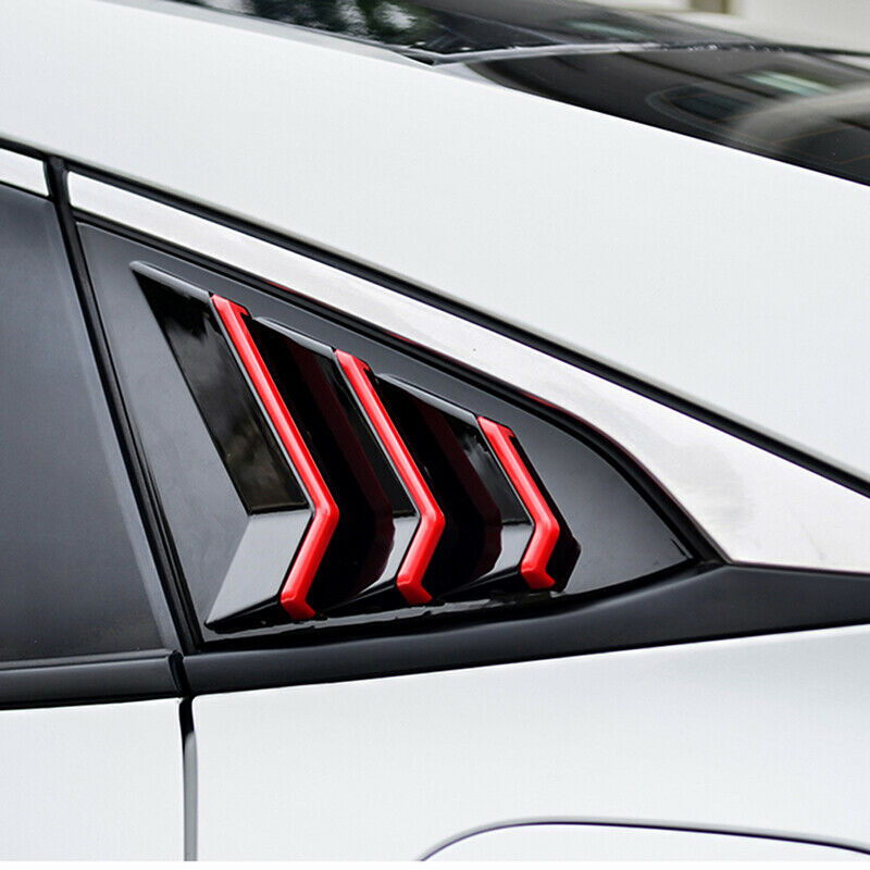 Gloss Black & Red Window Louvers For Honda Civic 2016-2021 (Sedan Only) - View #2