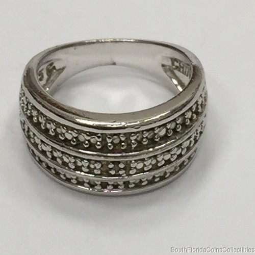 ESTATE PURCHASED .925 STERLING SILVER CHANNEL SET DIMPLE DESIGN RING SIZE 5