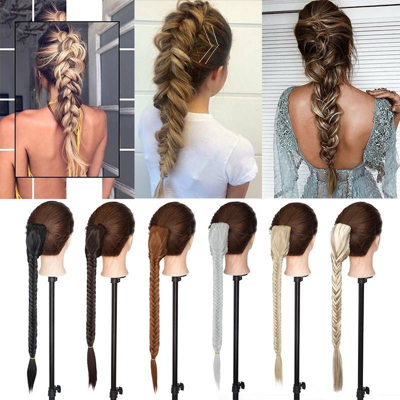 100% Real Thick Claw on One Piece Hair Extensions Ponytail Fishtail Pony Tail US