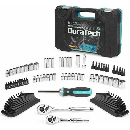 DURATECH 93PC Mechanics Tool Set SAE Metric 1/4