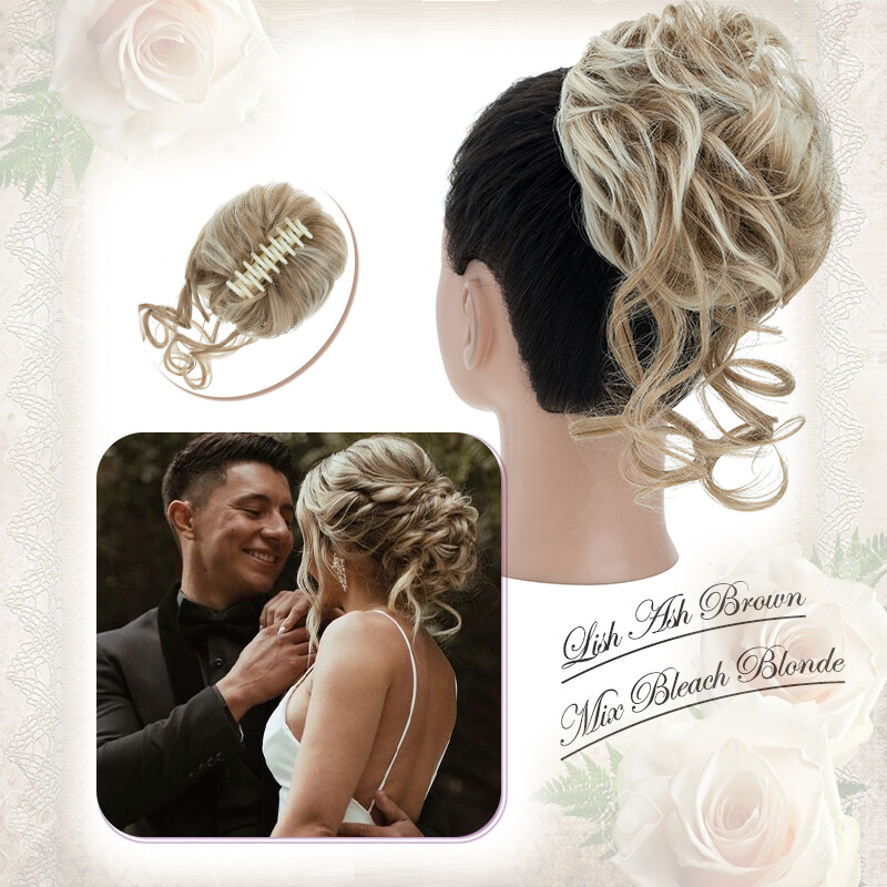 Claw Clip Messy Bun Hair Piece Wavy Curly Large Hair Bun Clip in Claw