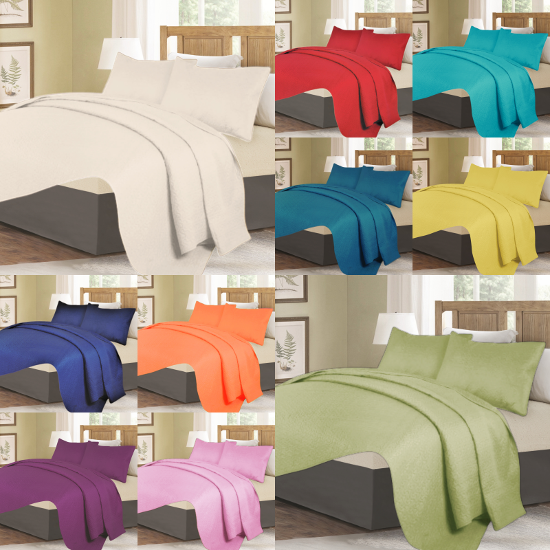 Nena 3 Piece Bed Bedspread Soft FULL/QUEEN Quilt Solid Stipp