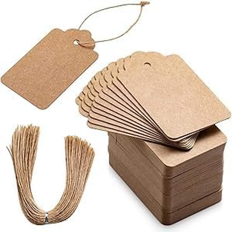 100Pcs Premium Gift Tags, Double-Sided Available Kraft Paper Price Tags with 100