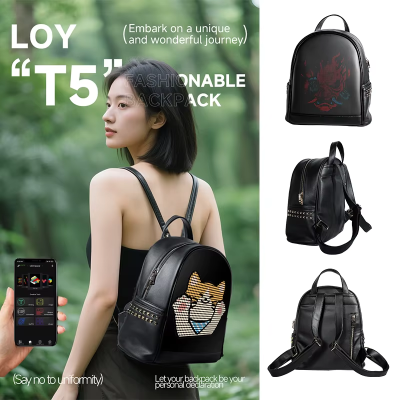 LOY Moto Women's LED Backpack Smart Display Backpack Friends Holiday Gift Should