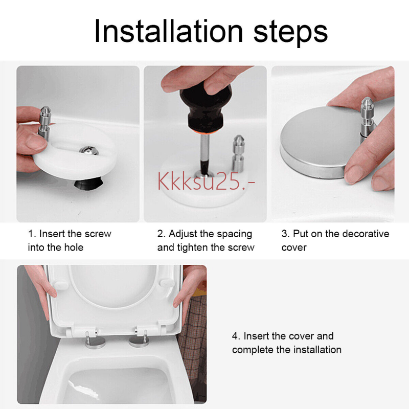 2 PCS Toilet Seat Hinge Fittings Replacement Top Fix WC Quick Release Hinge US