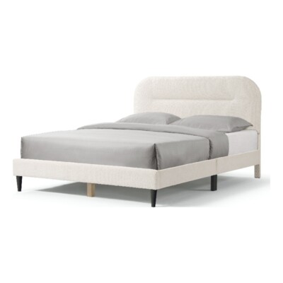 Bowery Hill Modern Boucle Fabric Mattress Ready Queen Bed in