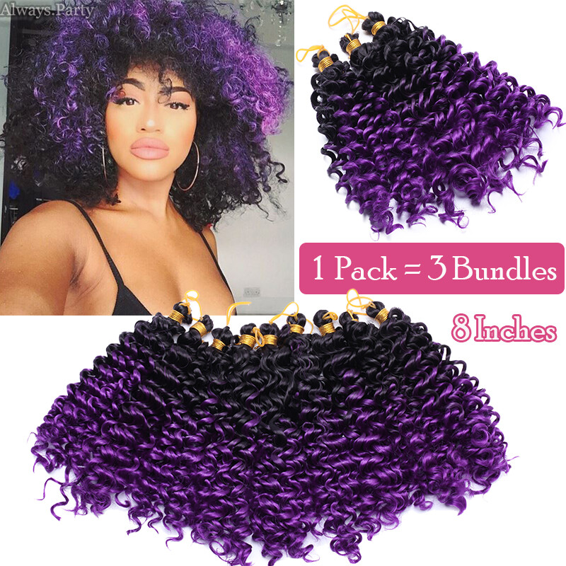 High Quality Deep Wavy Braiding Hair Extensions 14" Afro Water Wavy Ombre Color