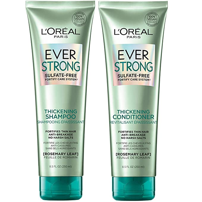 L'Oreal Paris Everstrong Thickening Sulfate Free Shampoo and Conditioner Kit, Th