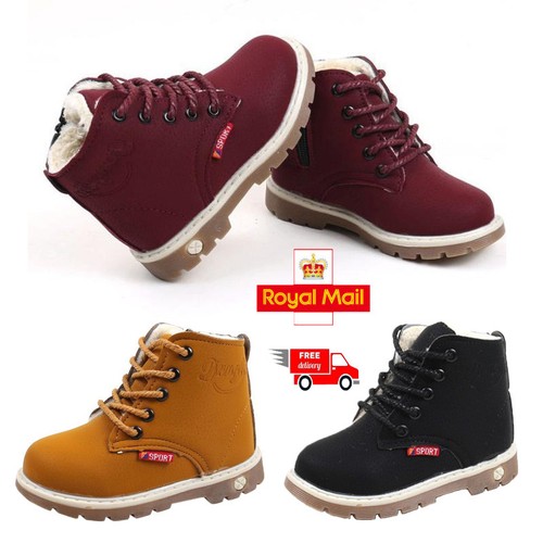 Kids Warm Autumn Winter Martin Boots Fur Lined Children Shoes Boys Girls Shoes