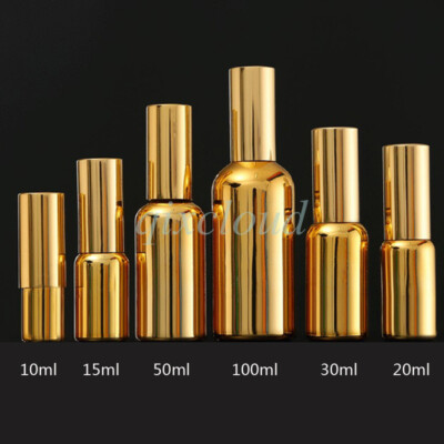 Empty Chrome Gold 10ml 20ml 50ml 100ml Mist Pump Spray Glass Bottles Sprayer