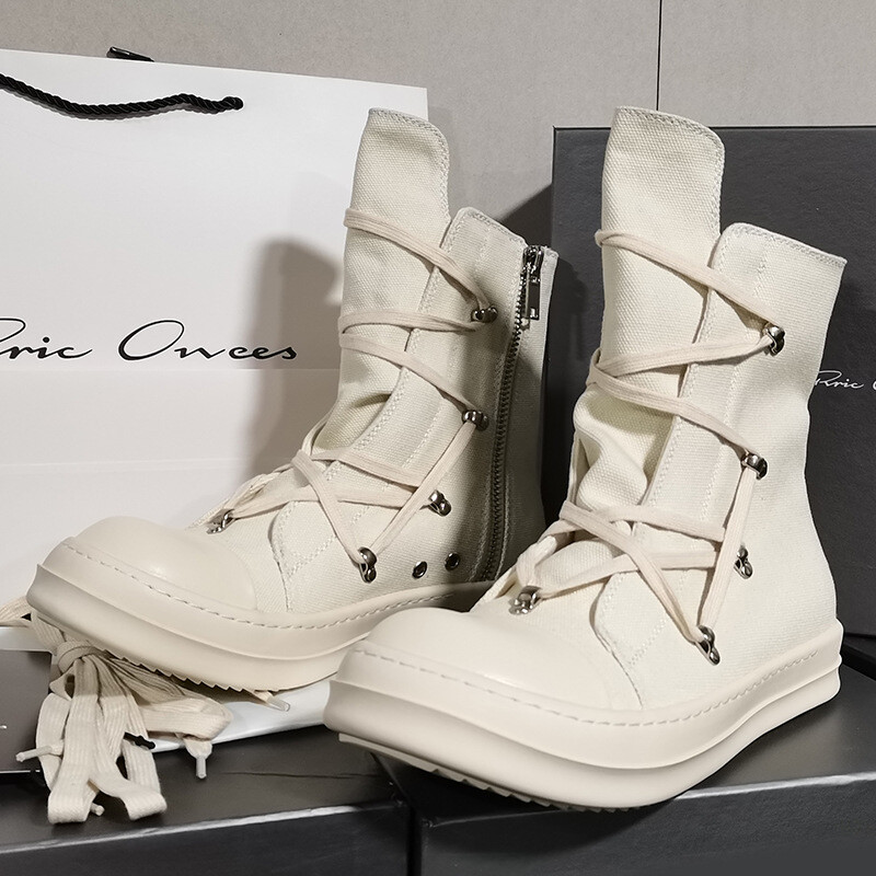 Rick Owens Men's high top cloth shoes casual board shoes platform shoes