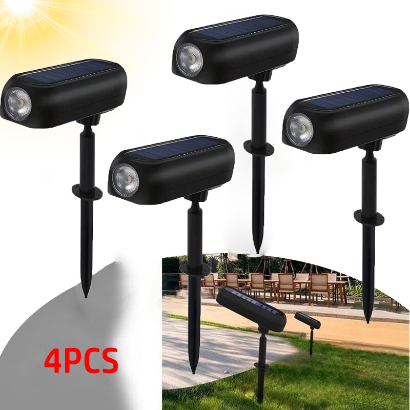 4X Bright Solar Powered LED Spotlight Waterproof Outdoor Yard Garden Spot Lights