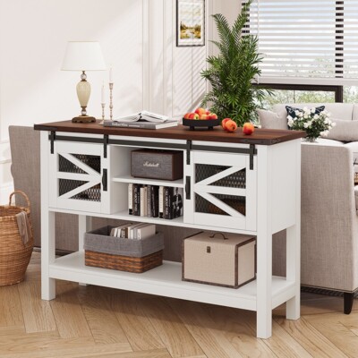 Console Table Entryway Table with Charge Station & Storage Shelf for Living Room
